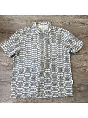 Penfield Callahan Seersucker Button Up Shirt Mens M Gray Coastal Preppy Summer